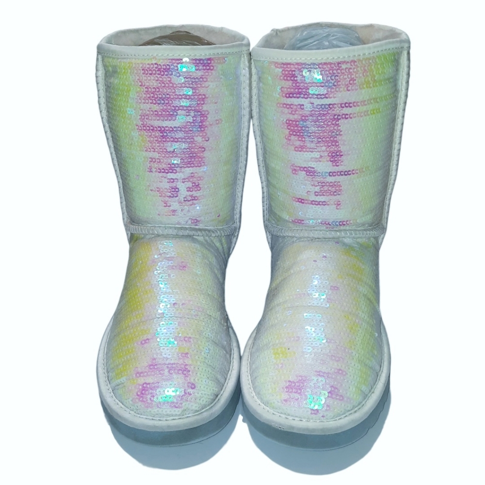 UGG Iridescent Sequin Short Boots Classic I Do! Bridal Sparkle Mermaid Boho 7 - Picture 3 of 9